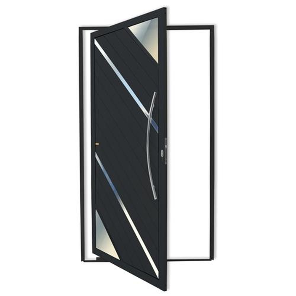 Porta Pivotante Lambril Oasis com Puxador Lado Direito Super Preto Acetinado 100