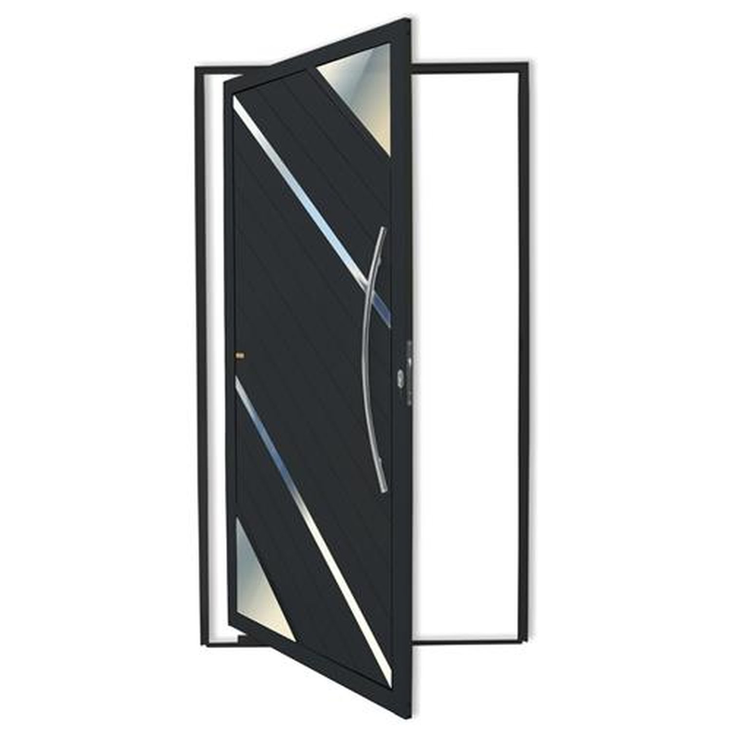 Porta Pivotante Lambril Oasis com Puxador Lado Direito Super Preto Acetinado 100