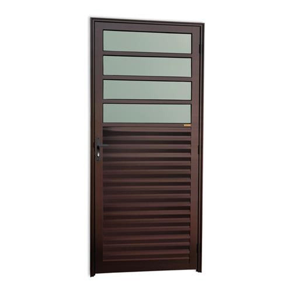 Porta de Cozinha 86 Lado Esquerdo Super Vidro Boreal Marrom Corten