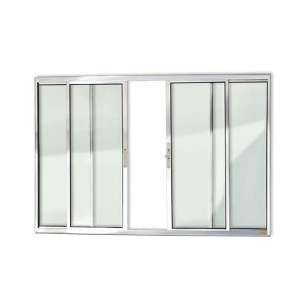 Janela Confort 4 Folhas 100 X 100 Vidro Liso Anodizado Brilhante