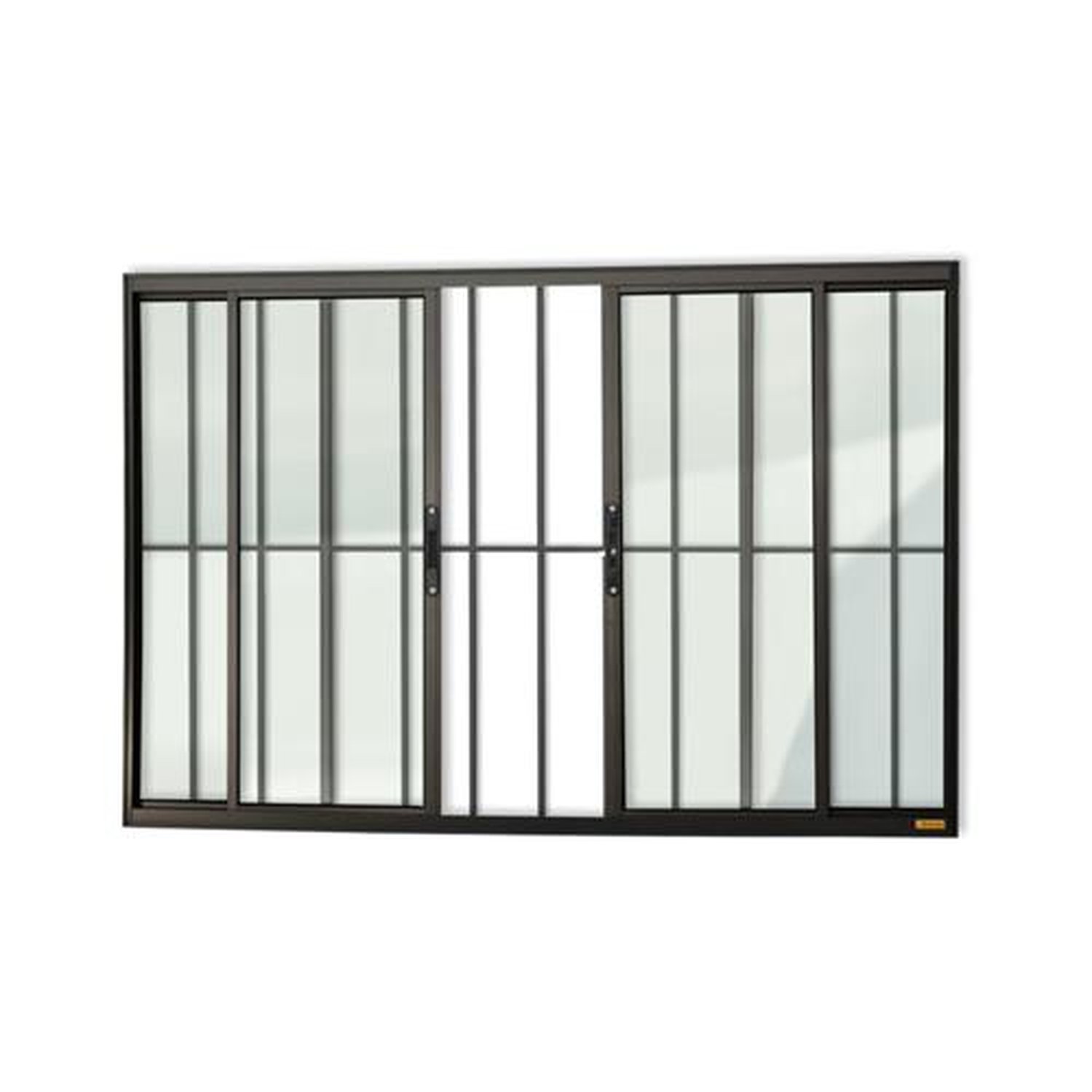 Janela Confort 4 Folhas com Grade 120 X 200 Vidro Liso Preto Acetinado