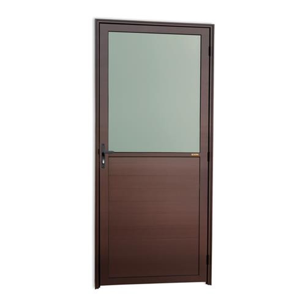 Porta Meia Lambril Meia Vidrao Lado Esquerdo Super Marrom Corten 90 Vidro Boreal