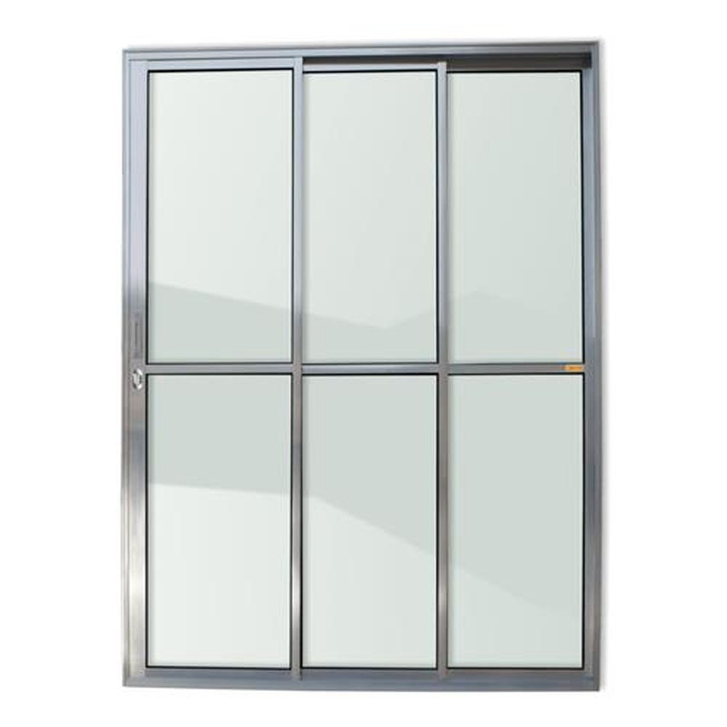 Porta de Correr 3 Folhas 1/3 210 X 150 Super Vidro Liso Anodizado Brilhante