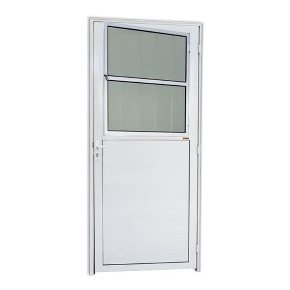 Porta Lambril com Grade 86 Lado Esquerdo Super Vidro Boreal Branco Brilhante