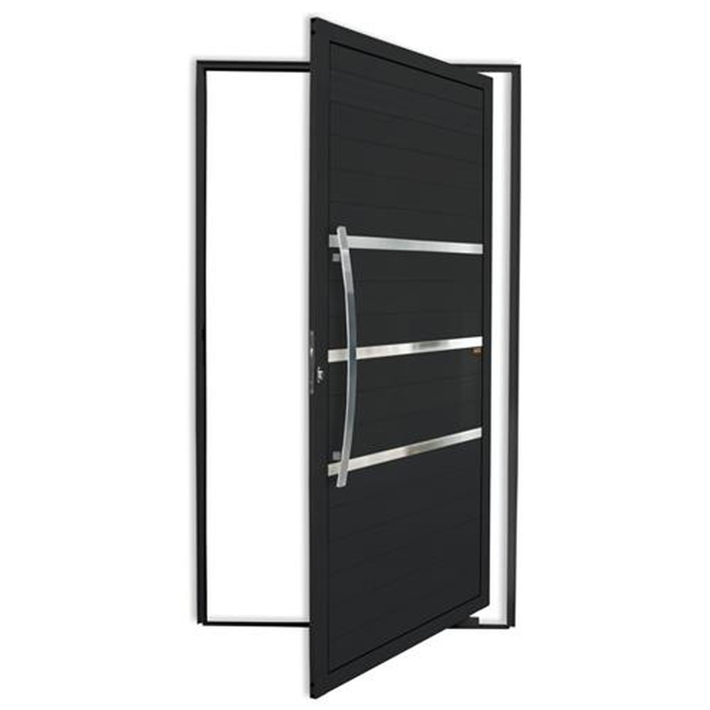 Porta Pivotante Lambril Evolution com Puxador Lado Esquerdo Super Preto Acetinado 120