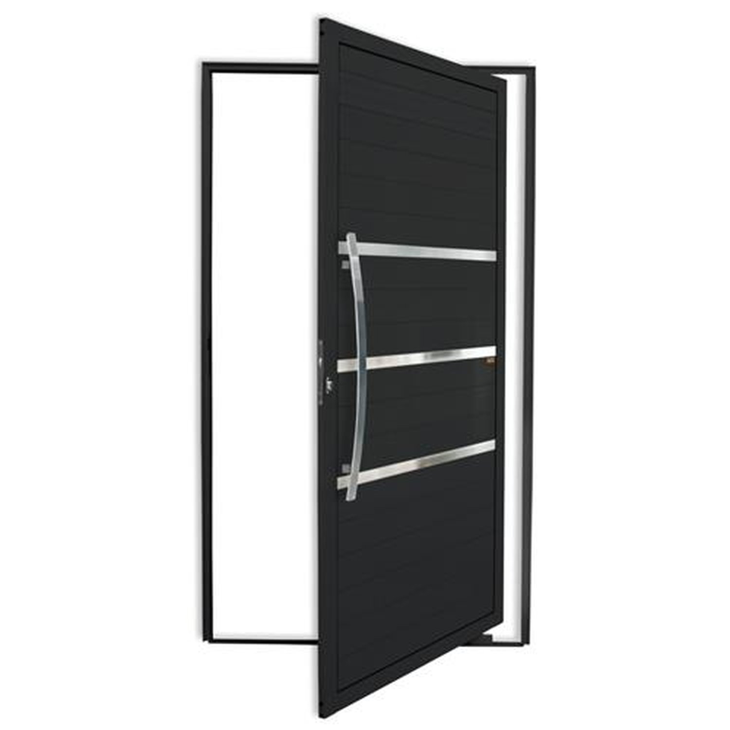 Porta Pivotante Lambril Evolution com Puxador Lado Esquerdo Super Preto Acetinado 120