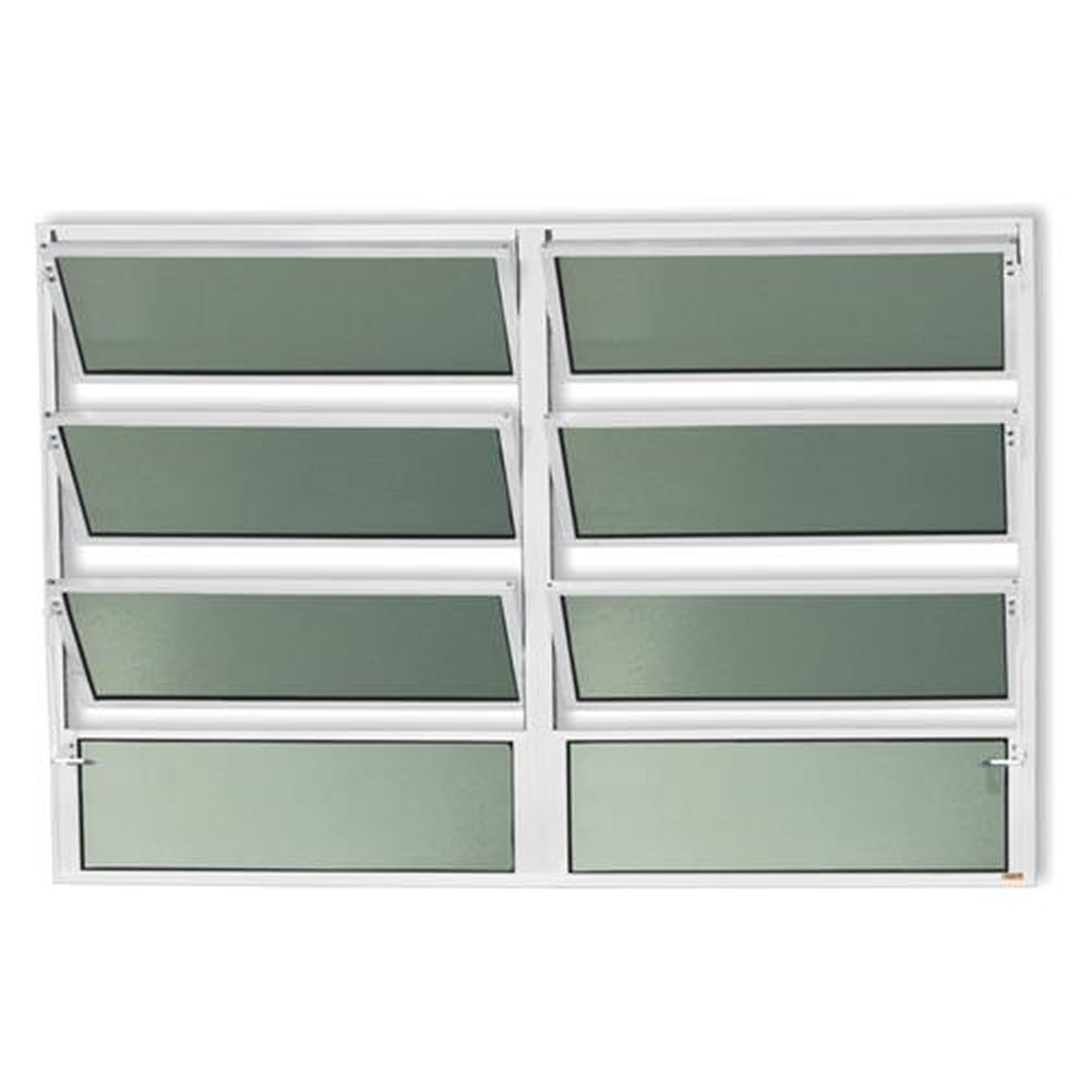 Basculante 2 Seções 80 X 120 Plus Vidro Boreal Branco Brilhante