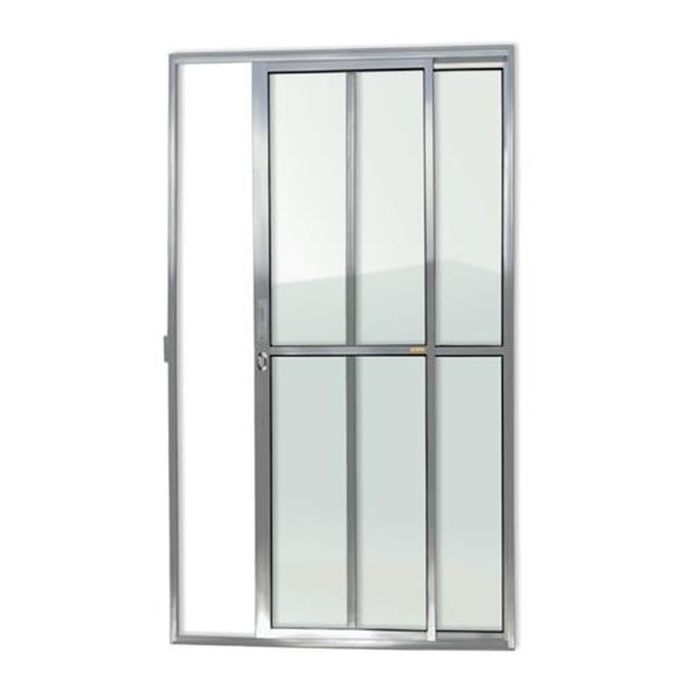 Porta de Correr 2 Folhas 210 X 150 Super Vidro Liso Anodizado Brilhante