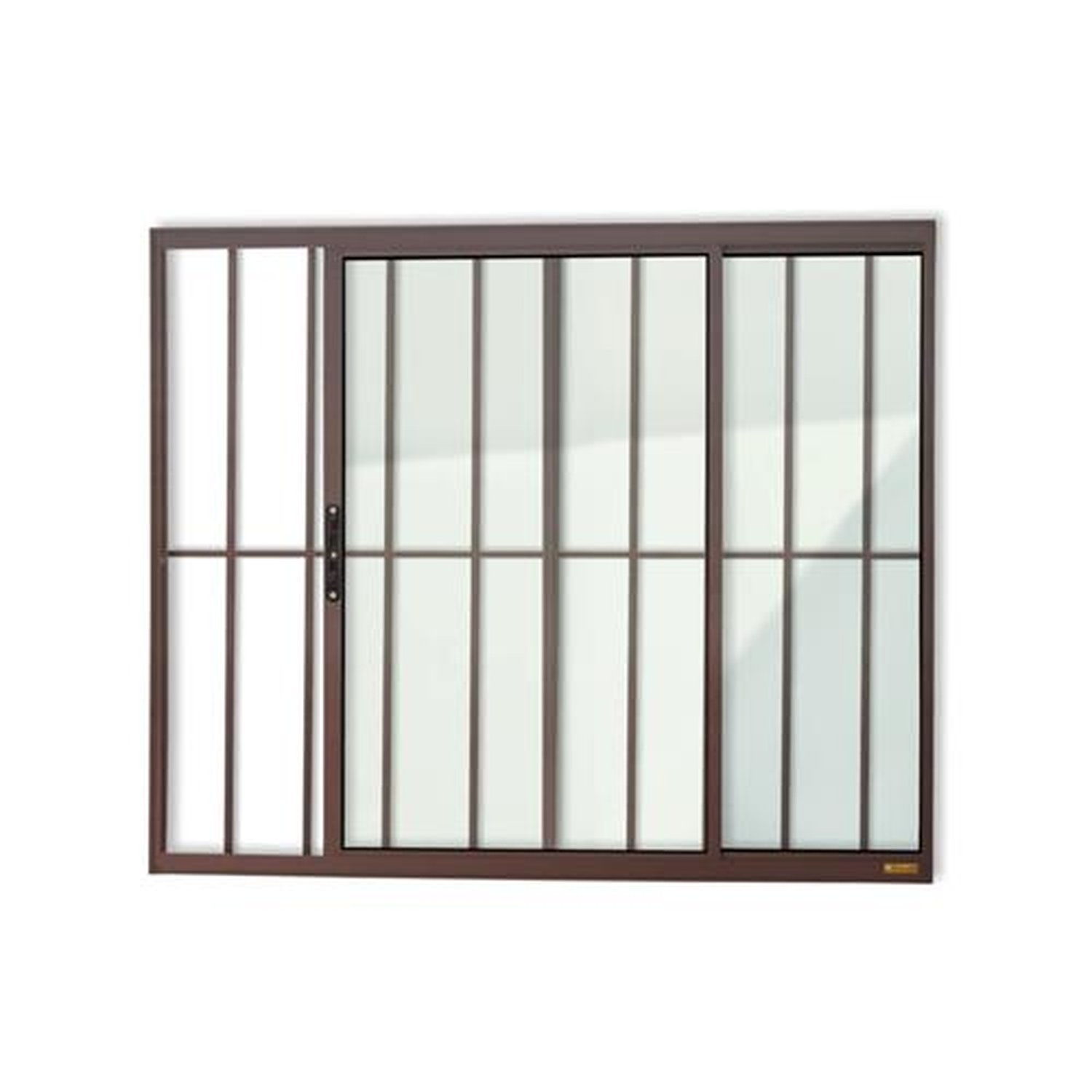 Janela Confort 2 Folhas com Grade 100 X 120 Vidro Liso Marrom Corten