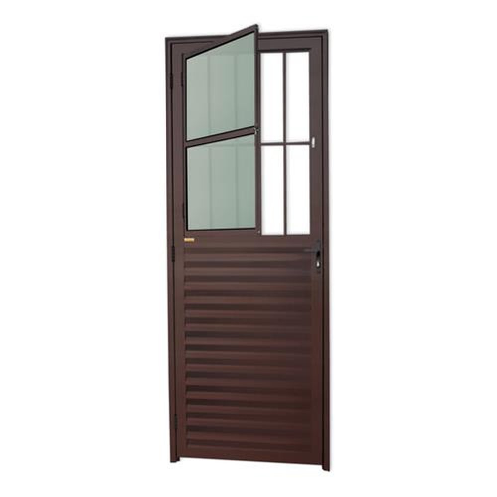 Porta de Sala 80 Lado Direito Linha 25 Vidro Boreal Marrom Corten
