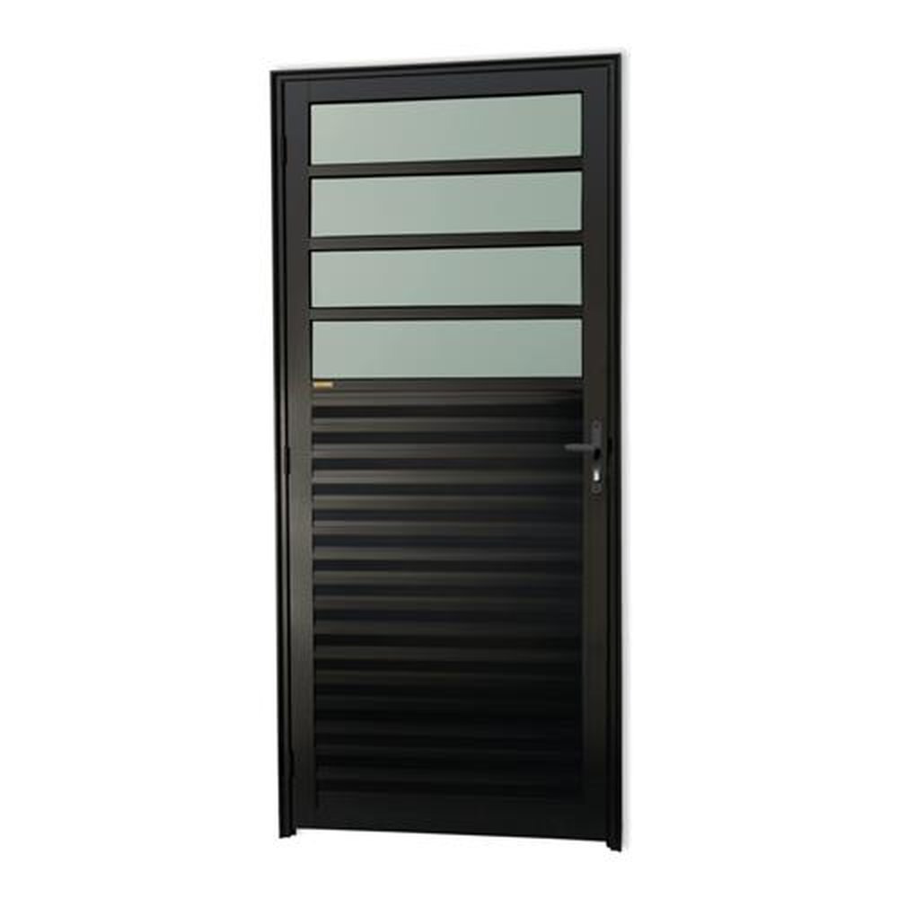 Porta de Cozinha 86 Lado Direito Super Vidro Boreal Preto Acetinado