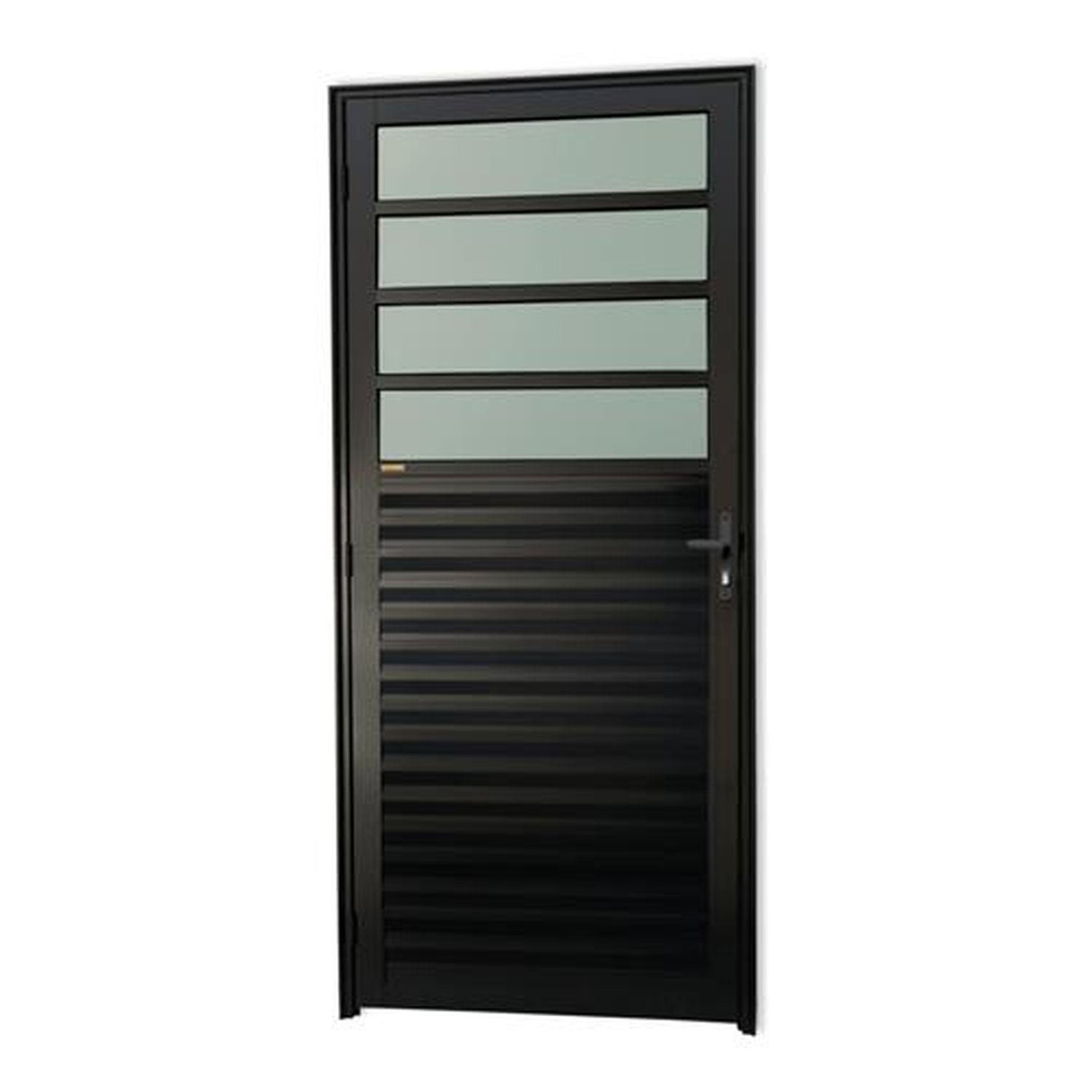 Porta de Cozinha 86 Lado Direito Super Vidro Boreal Preto Acetinado