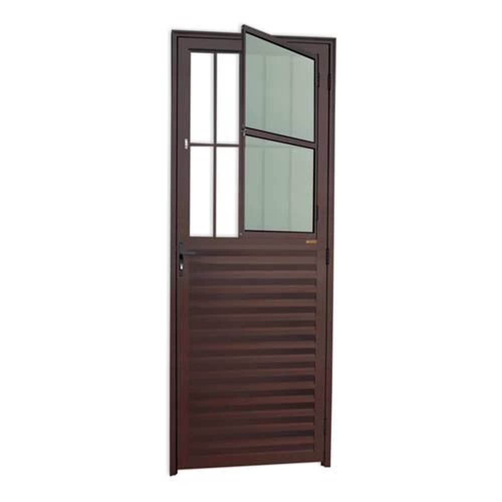 Porta de Sala 80 Lado Esquerdo Linha 25 Vidro Boreal Marrom Corten