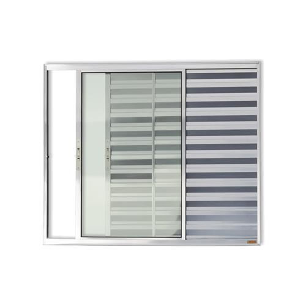 Veneziana Confort 3 Folhas 100 X 150 Vidro Liso Anodizado Brilhante