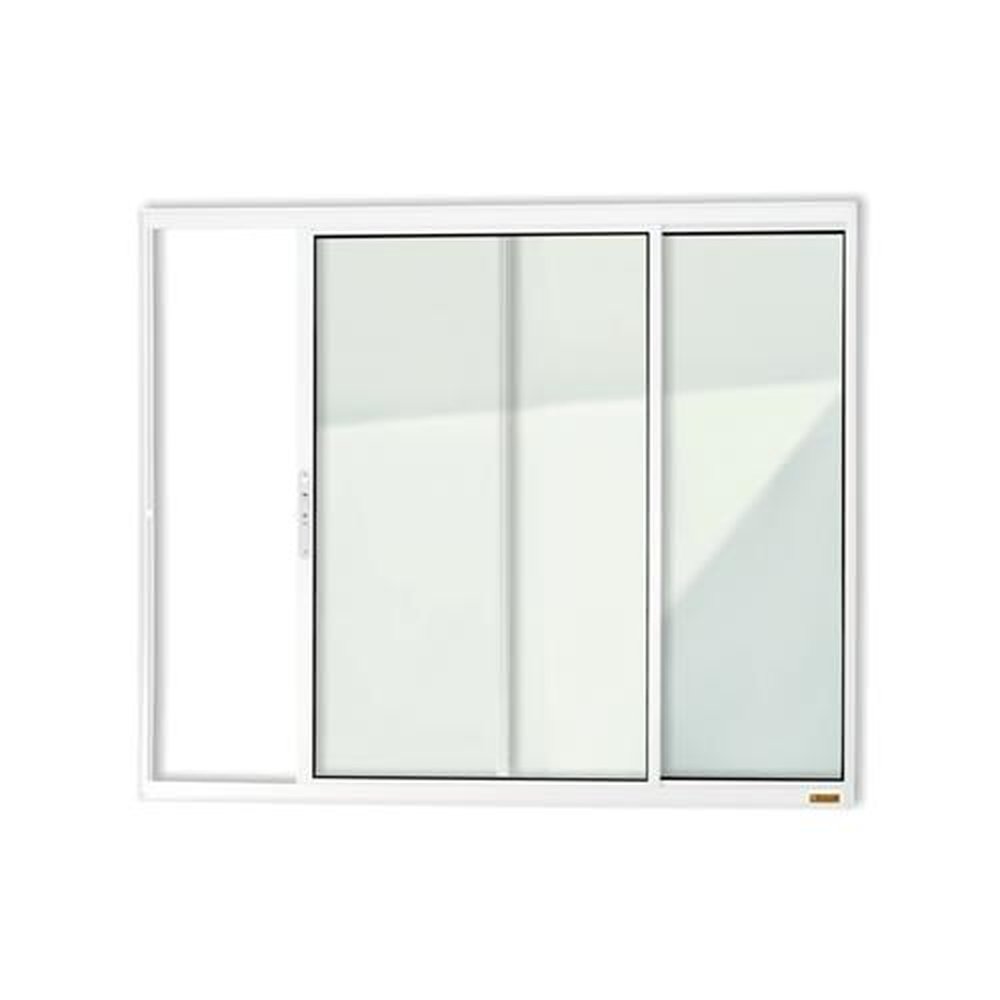 Janela Confort 2 Folhas 100 X 80 Vidro Liso Branco Brilhante