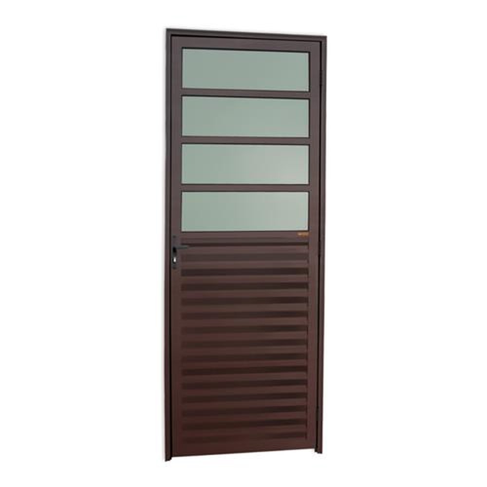 Porta de Cozinha 80 Lado Esquerdo Linha 25 Vidro Boreal Marrom Corten