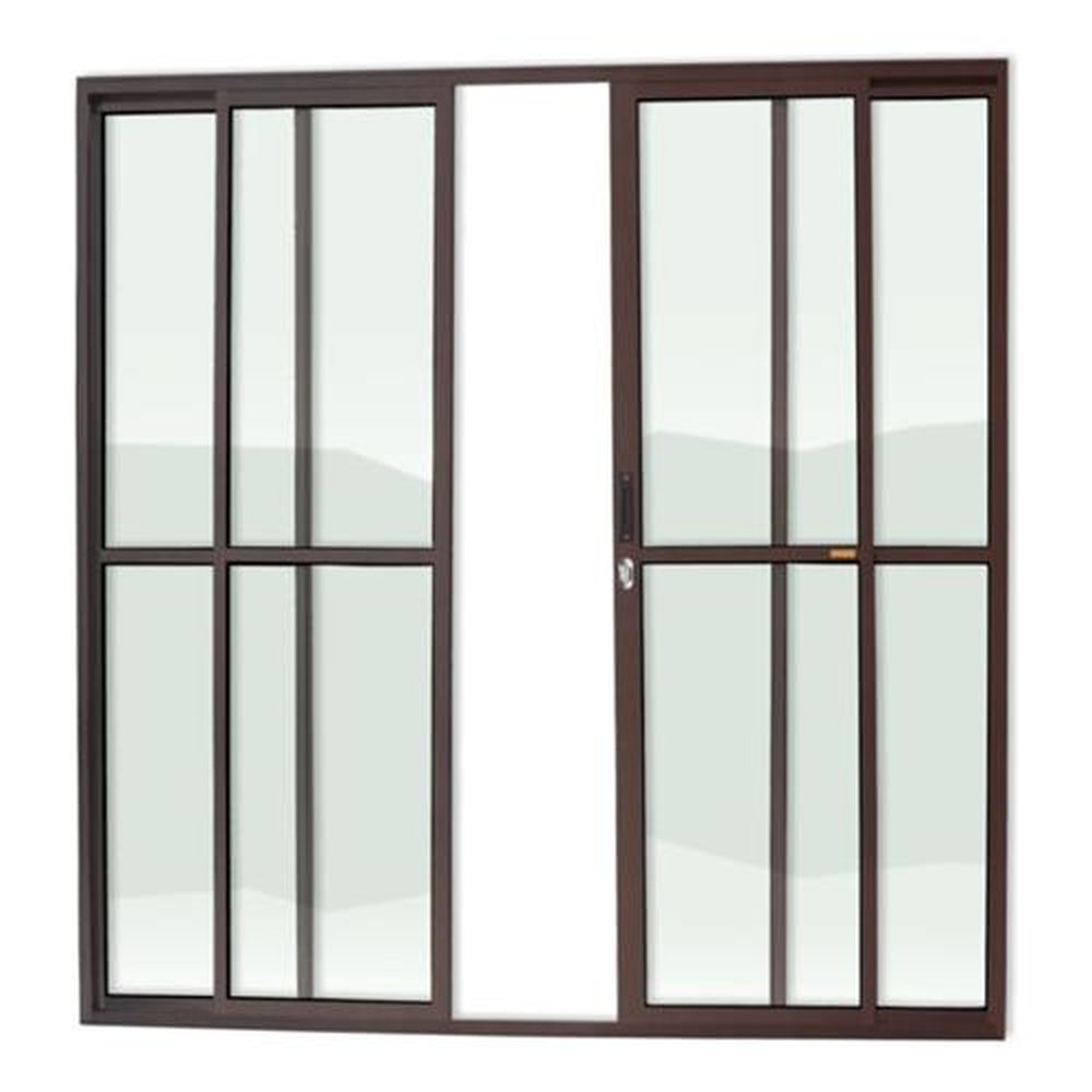 Porta de Correr 4 Folhas 210 X 240 Super Vidro Liso Marrom Corten