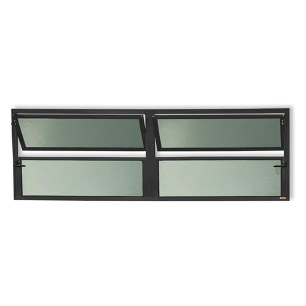 Basculante 2 Seções 40 X 200 Plus Vidro Boreal Preto Acetinado