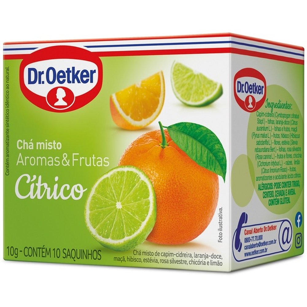 Cha Aromas e Frutas Citrico Dr.Oetker 10g Com 10 Saches