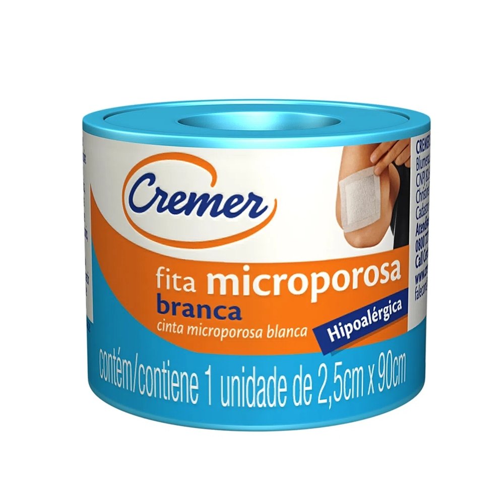 Fita Microporosa Cremer Hipoalergenica Branco 2,5cmx90cm