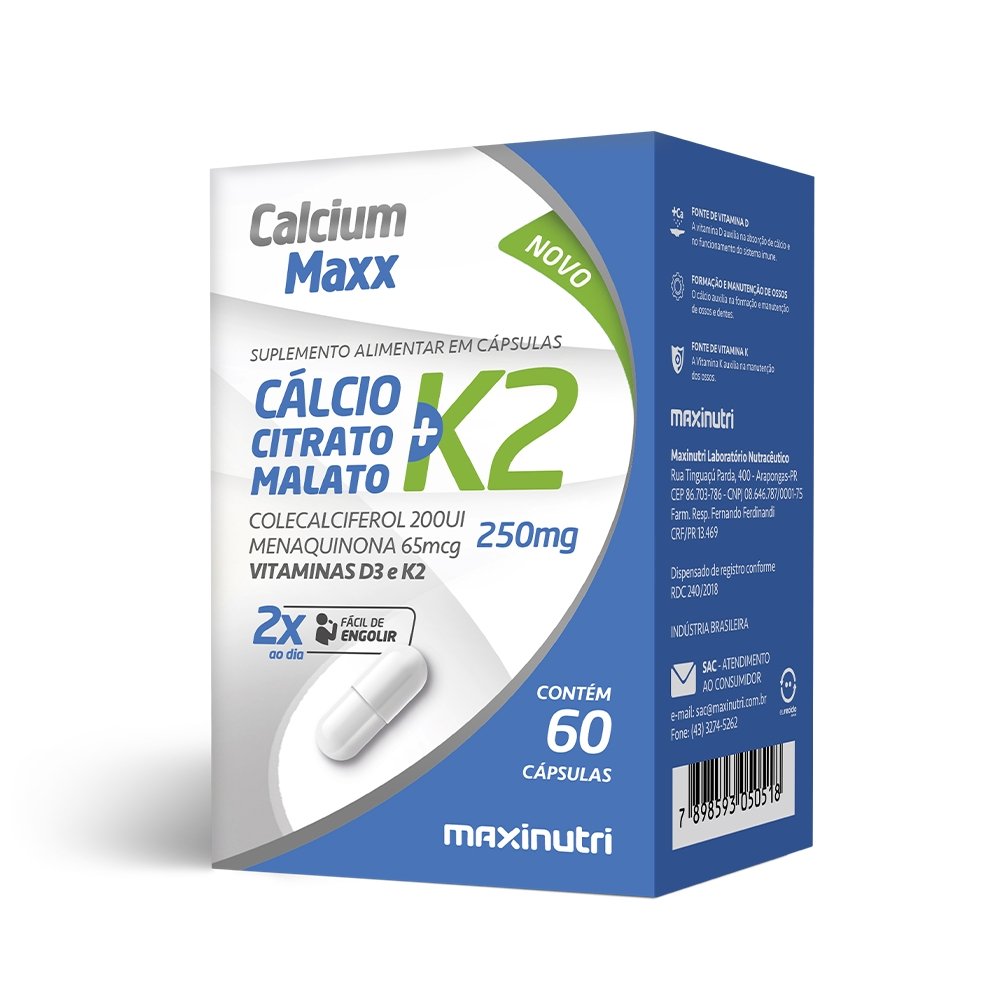 Calcio Vitamina K2 Maxinutri 60 Capsulas