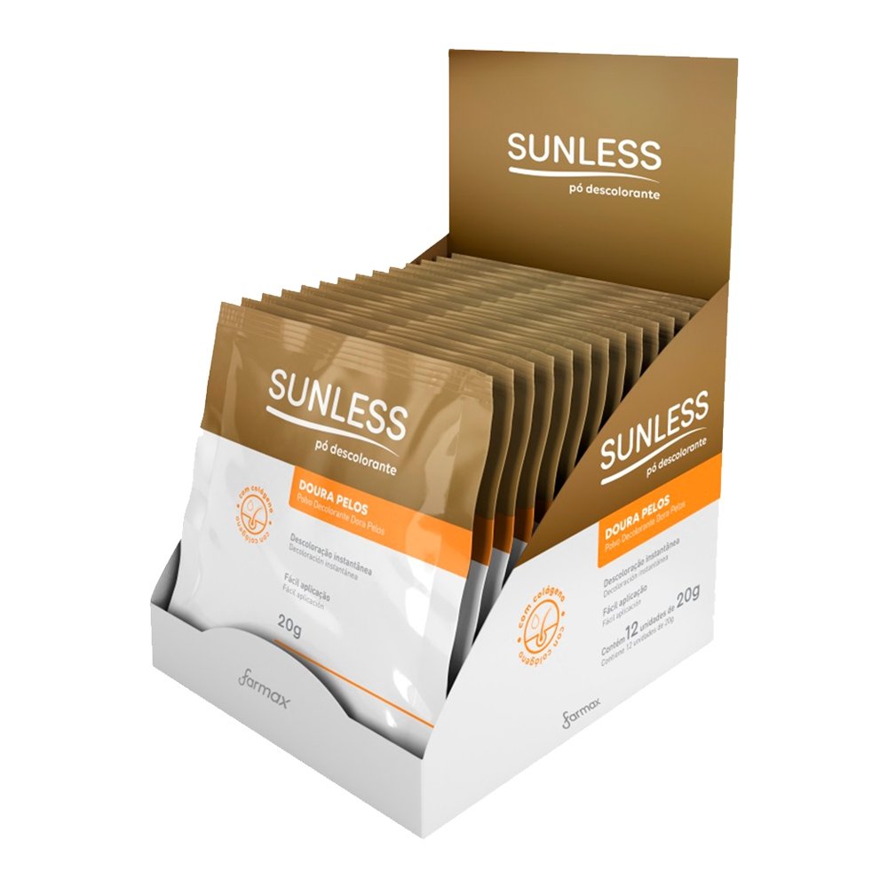 Pó Descolorante Sunless Doura Pelos com Colágeno 20g - Embalagem com 12 Unidades