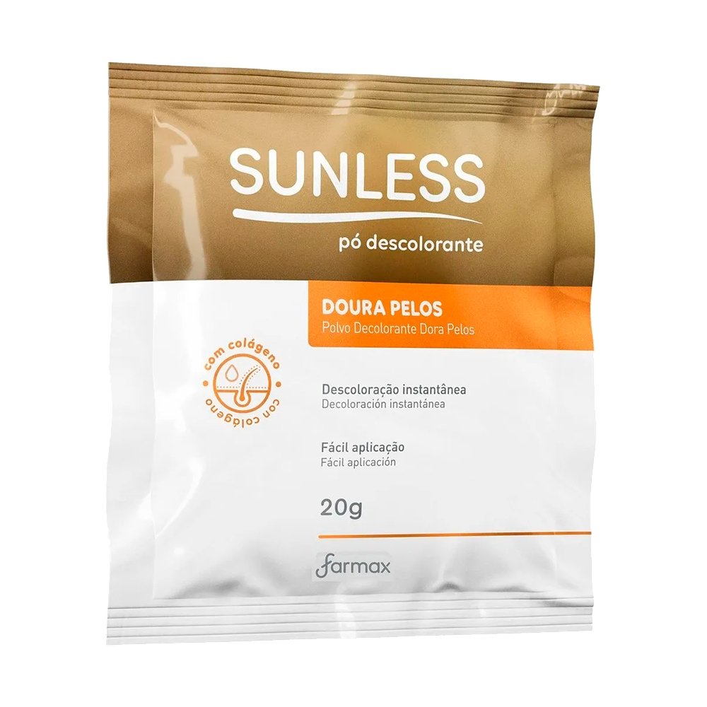 Pó Descolorante Sunless Doura Pelos com Colágeno 20g - Embalagem com 12 Unidades