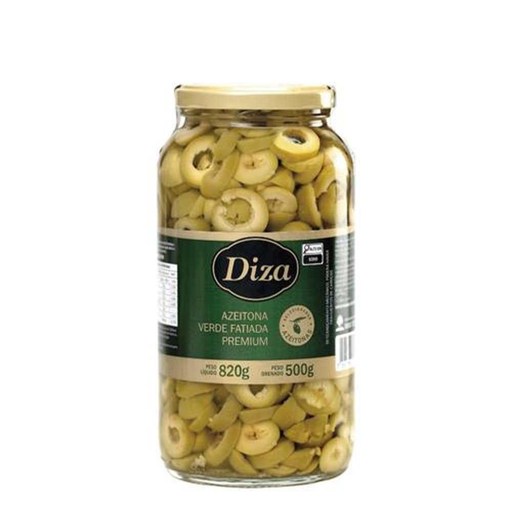 Azeitona Verde Fatiada Vidro 500g - Caixa com 6 Unidades