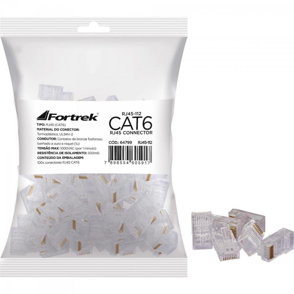 Conector Macho CAT6 RJ45 112 Fortrek FK 140E Un.Venda: BLI/100
