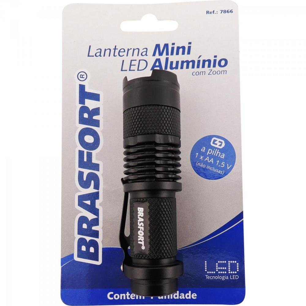Lanterna LED com Zoom Mini Preto Brasfort