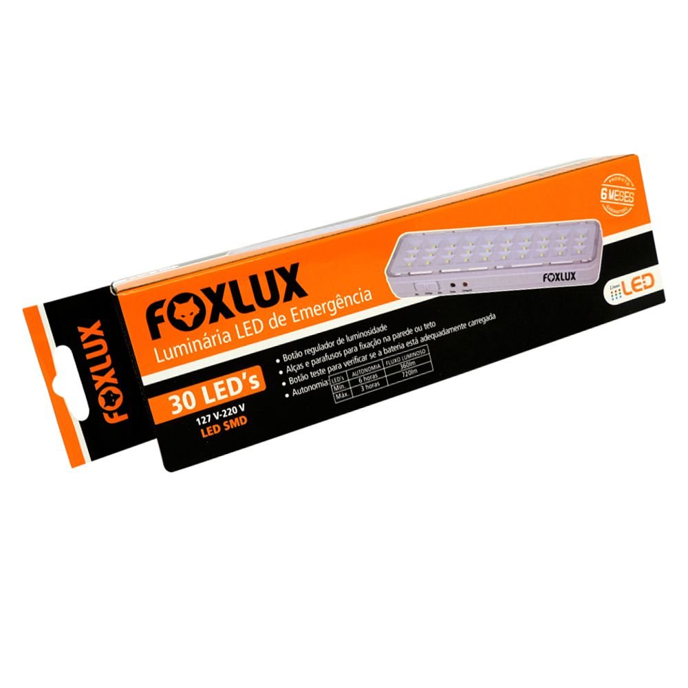 Luminaria Emergência 30 Led Bivolt Foxlux