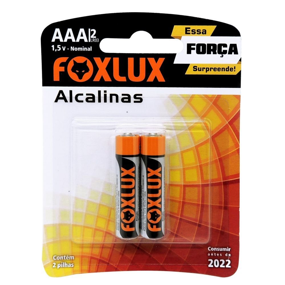 pilha alcalina palito aaa blister c2 unidades foxlux