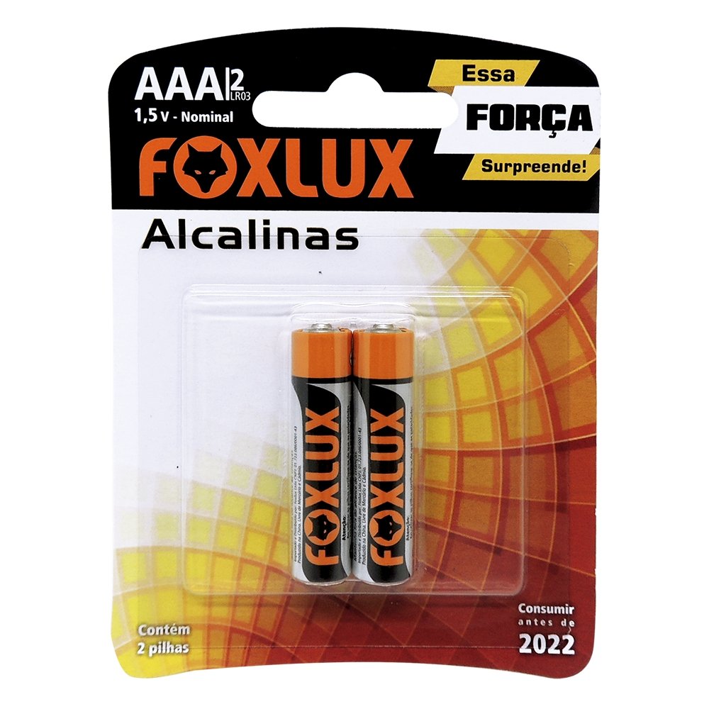 pilha alcalina palito aaa blister c2 unidades foxlux