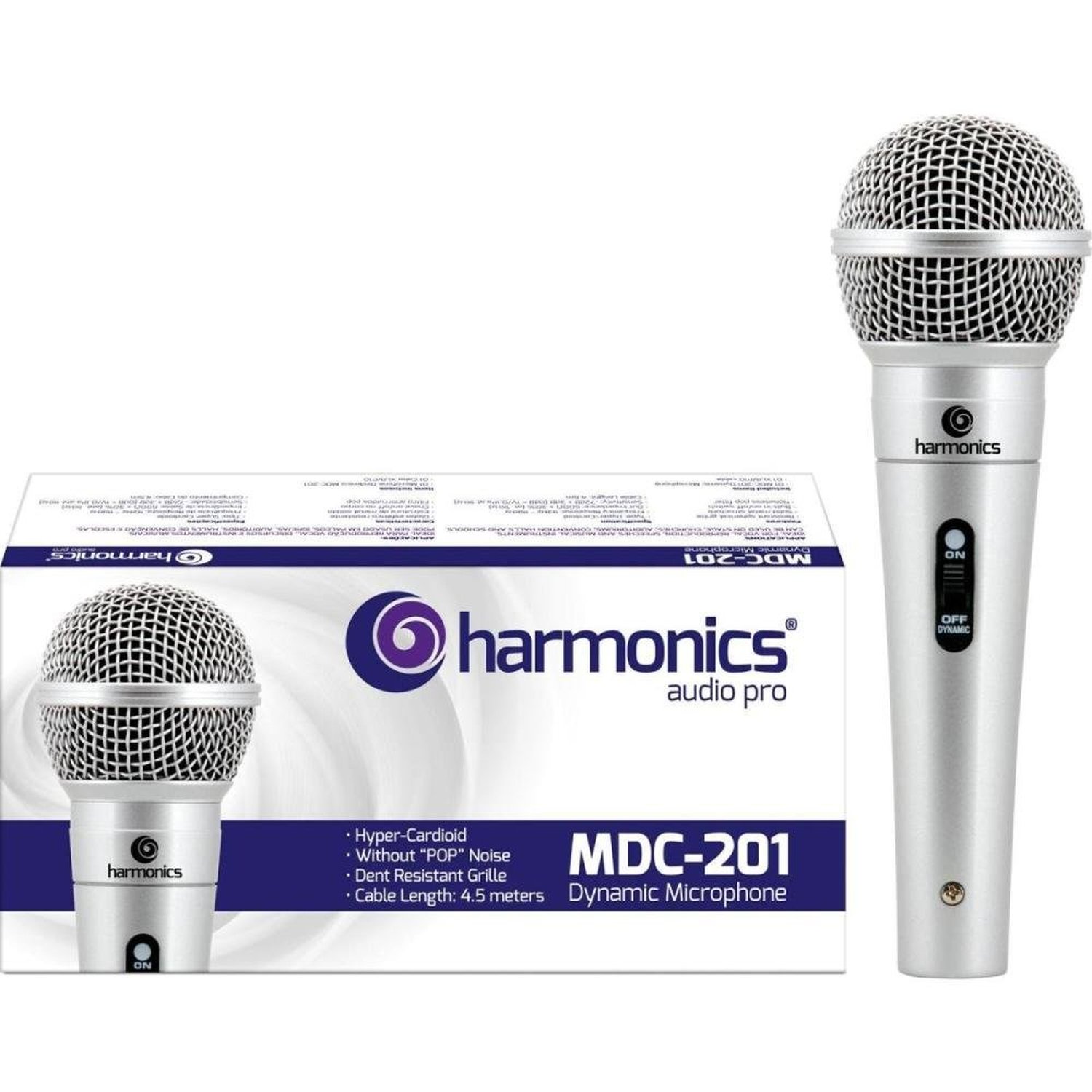 Microfone Harmonics Mdc201 Dinâmico Supercardióide Prata Un.Venda: Pc/1