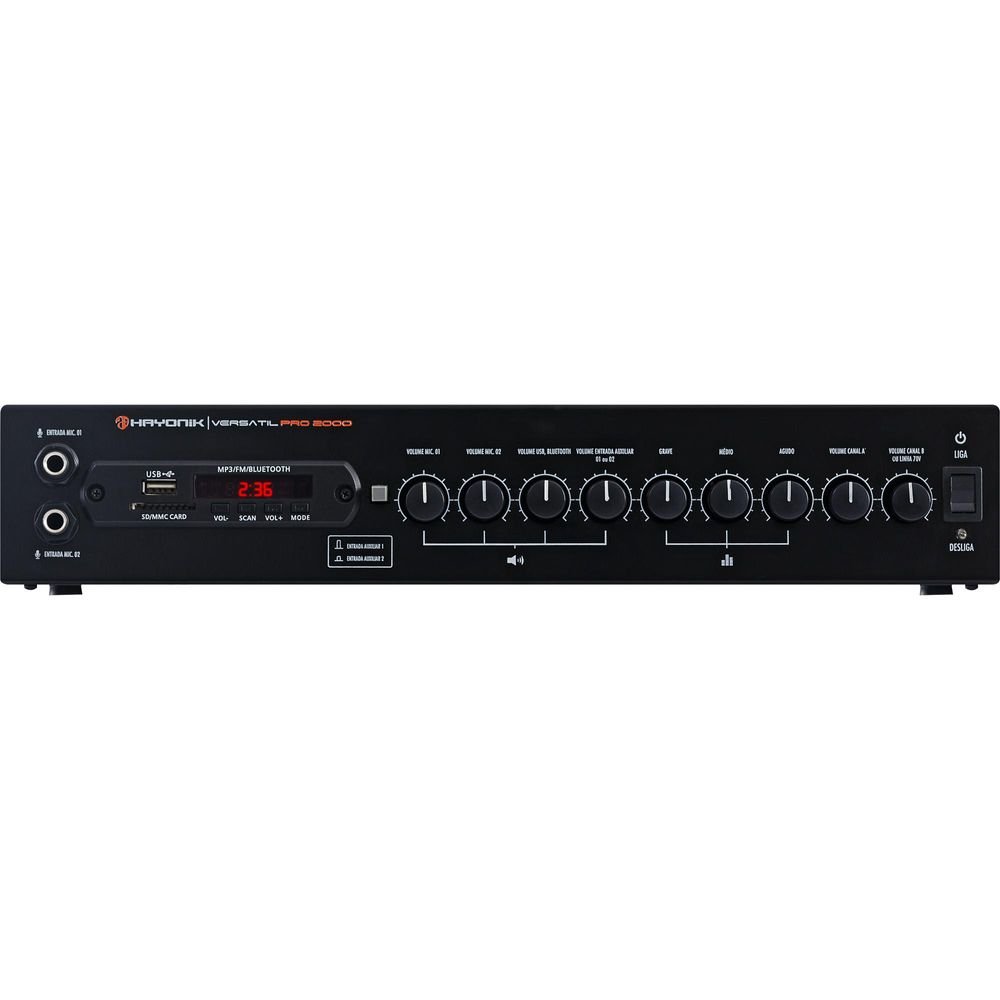 Amplificador 200W com Bluetooth VERSATIL PRO 2000 Preto HAYONIK