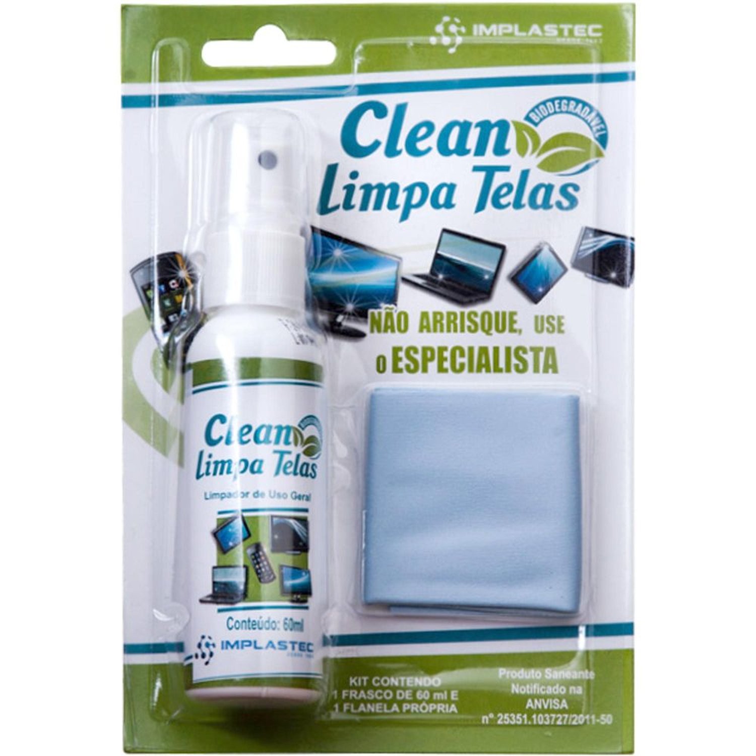 Limpador De tela 60 Mililitros Implastec