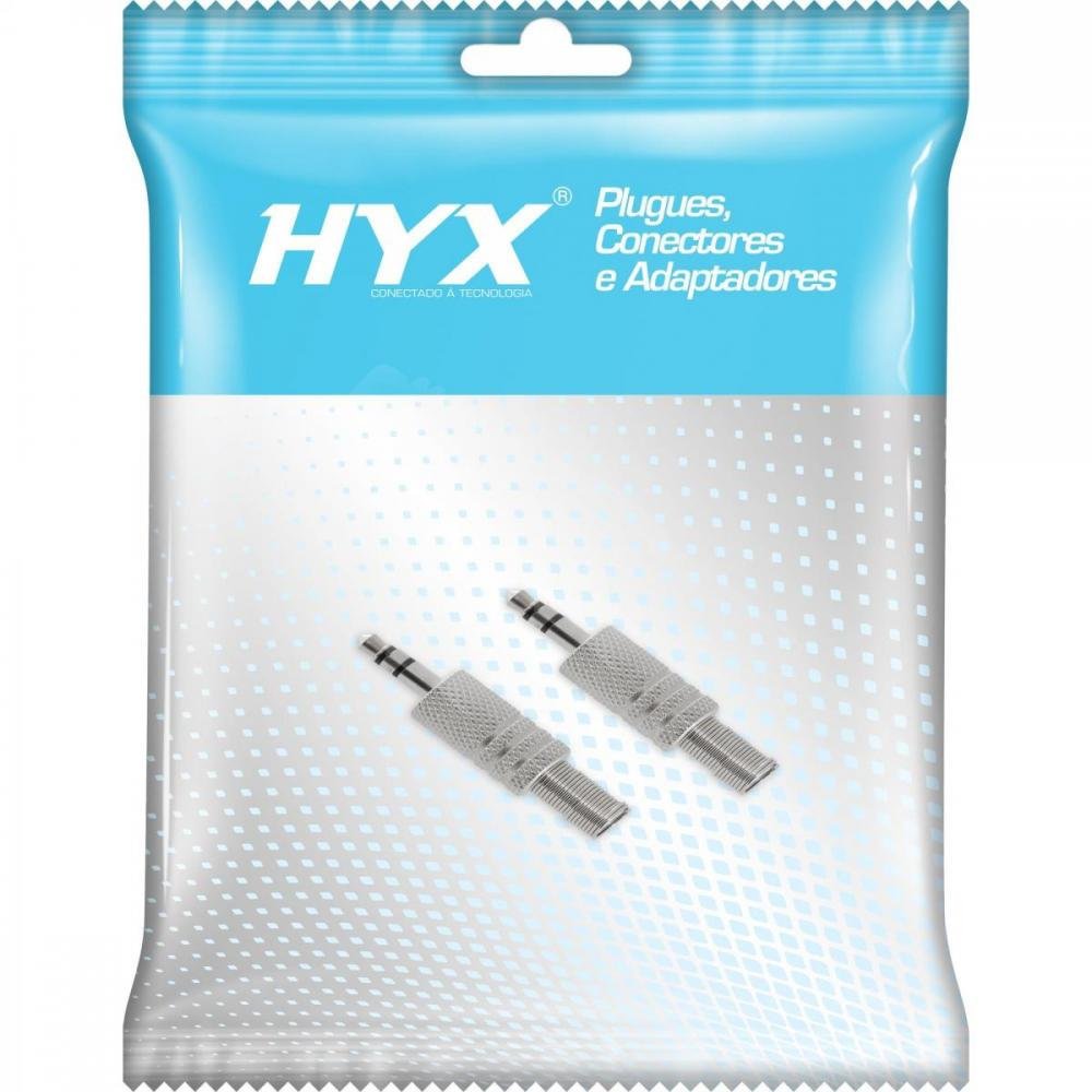 Conector P2 Estéreo Niquelado HJ037S Prata HYX Un.Venda: MVA/2