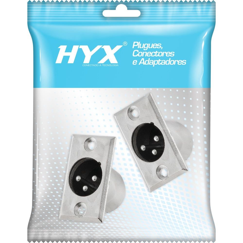 Conector XLR Macho Painel 3 Pólos Niquelado HX039M HYX Un.Venda: MVA/2