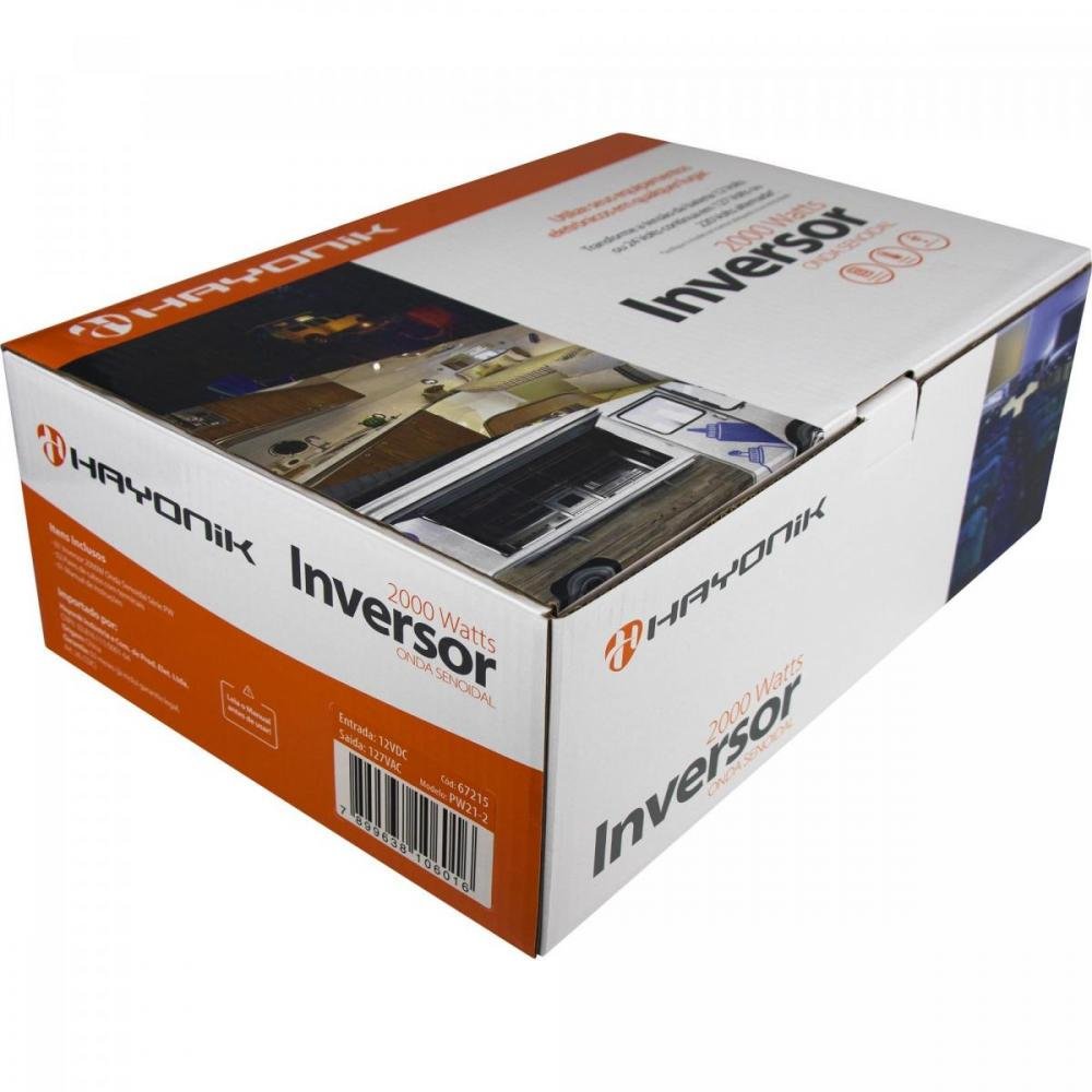 Inversor de Onda Senoidal 2000W 12VDC/127V PW21-2 Cinza Escuro HAYONIK