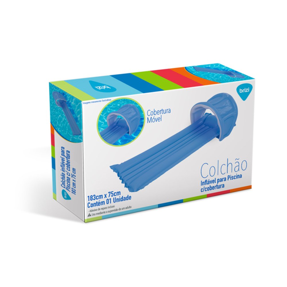 Colchao Inflavel Para Piscina Com Cobertura 183x75cm