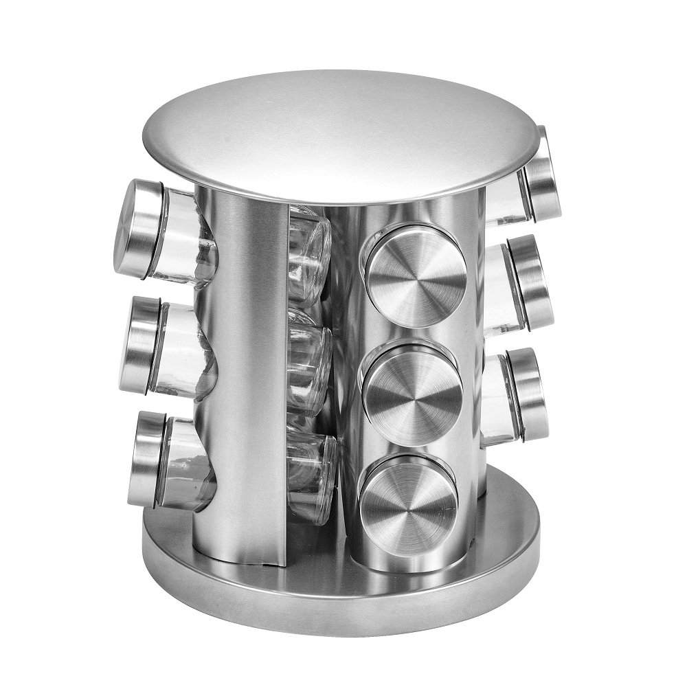 Porta Condimentos com Suporte Inox Giratorio Conjunto 12 Pecas