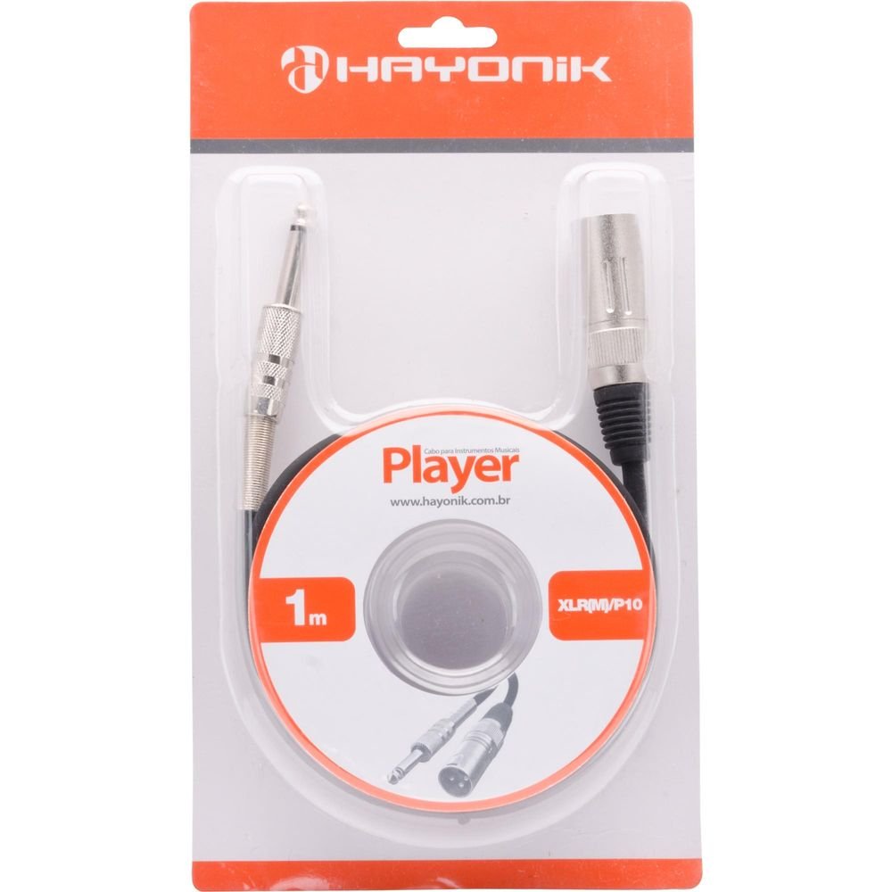 Cabo Para Microfone Hayonik Player Xlr(M) X P10 1M Preto Un.Venda: Pc/1