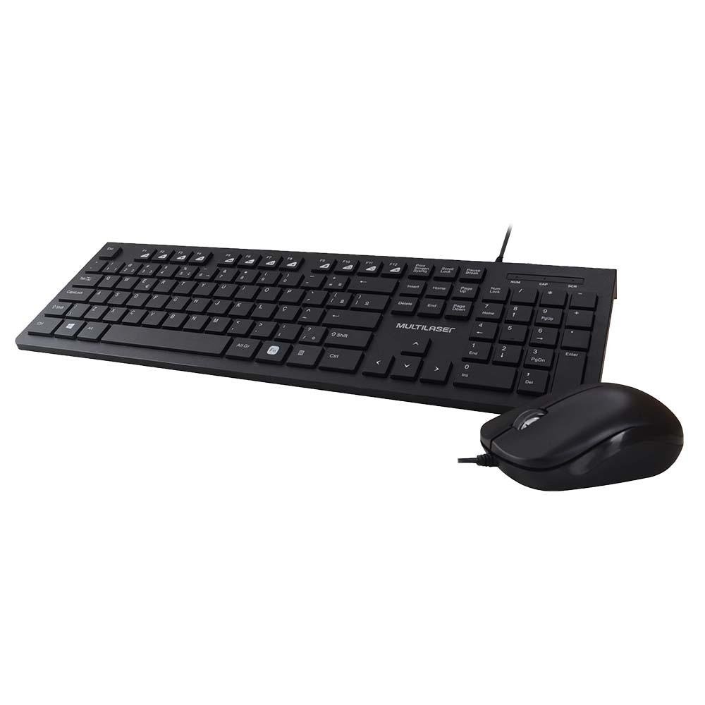 Kit Teclado e Mouse Com fio Multimidia TC240 USB Cabo de 150cm 1200 DPI Preto