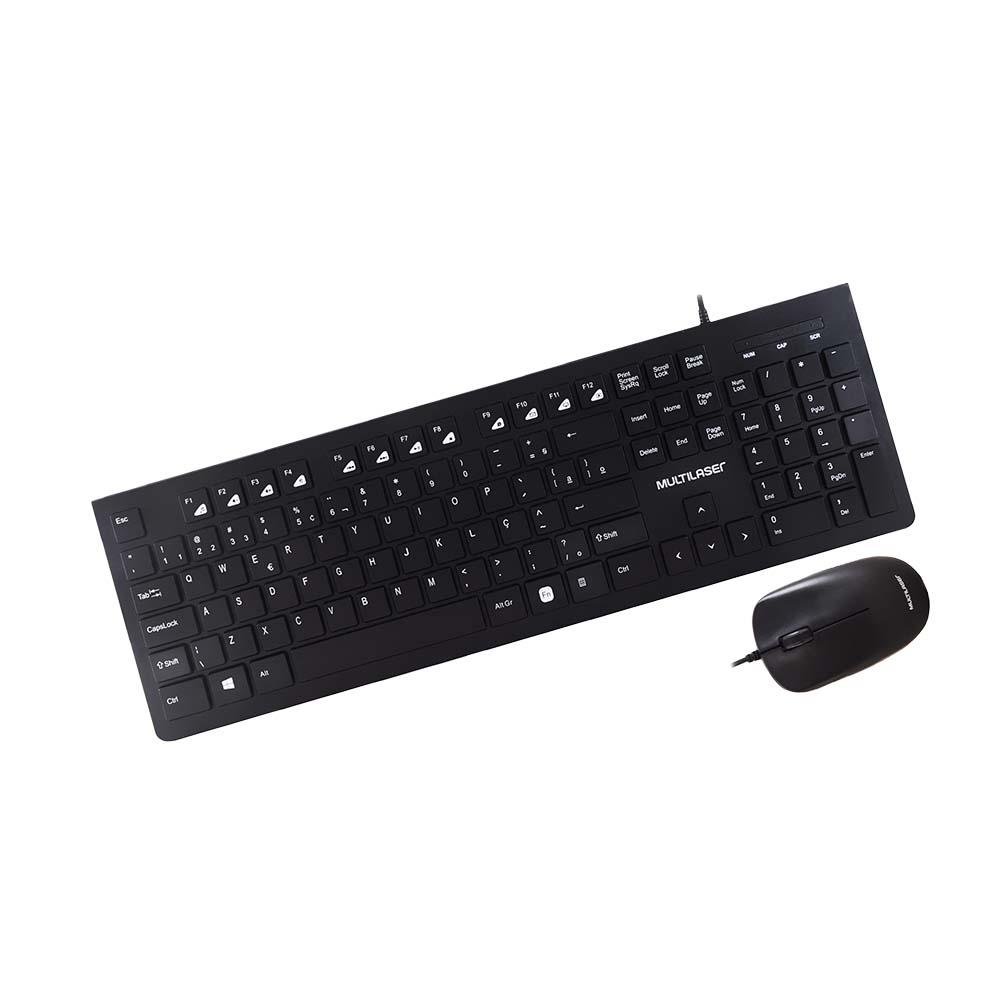 Kit Teclado e Mouse Com fio Multimidia TC240 USB Cabo de 150cm 1200 DPI Preto