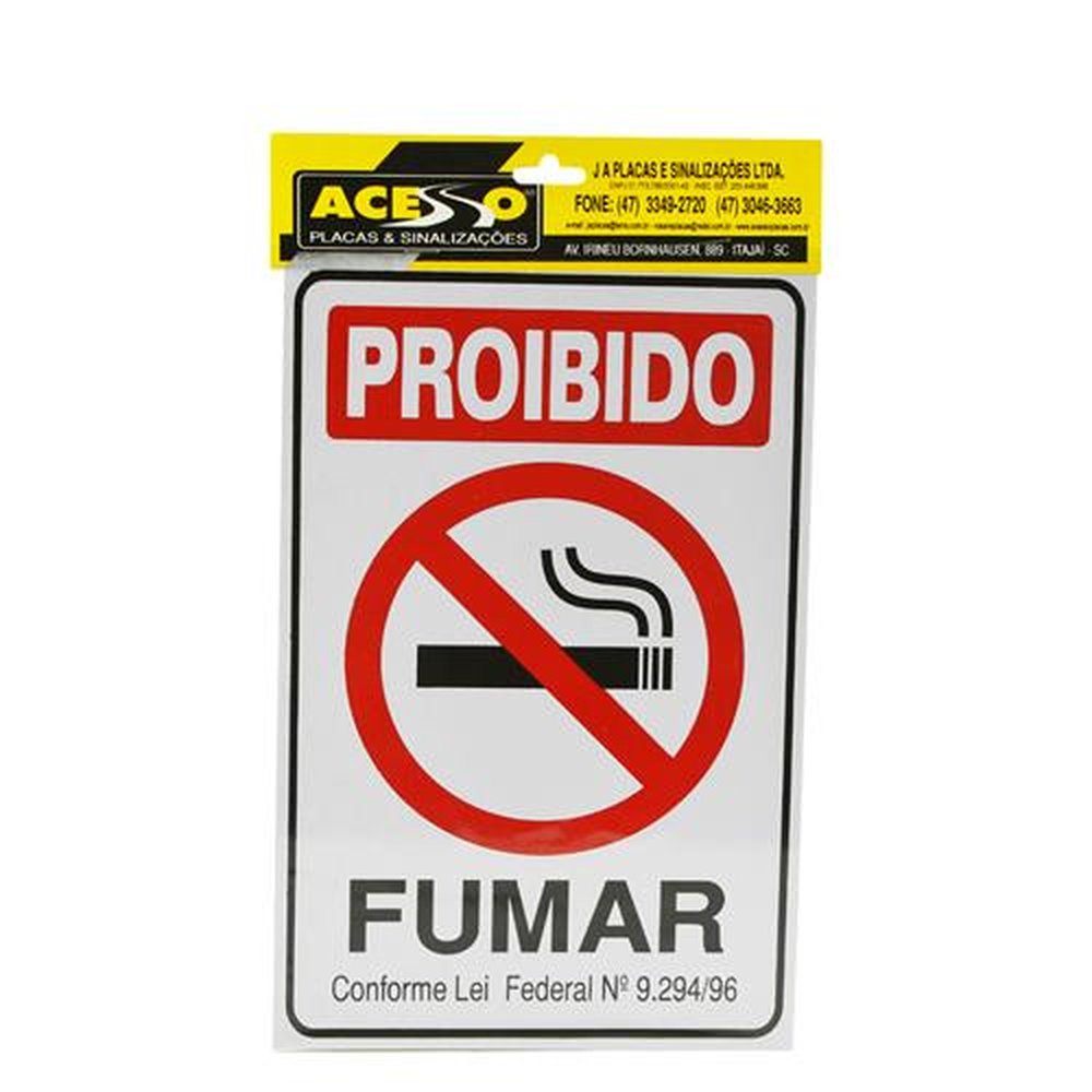 Placa De Sinalizacao Proibido Fumar Gr