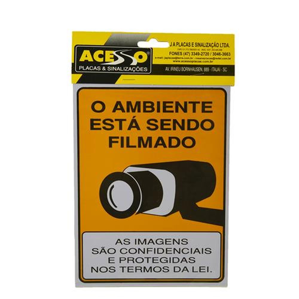 Placa De Sinalizacao O Ambiante Esta Sendo Filmado
