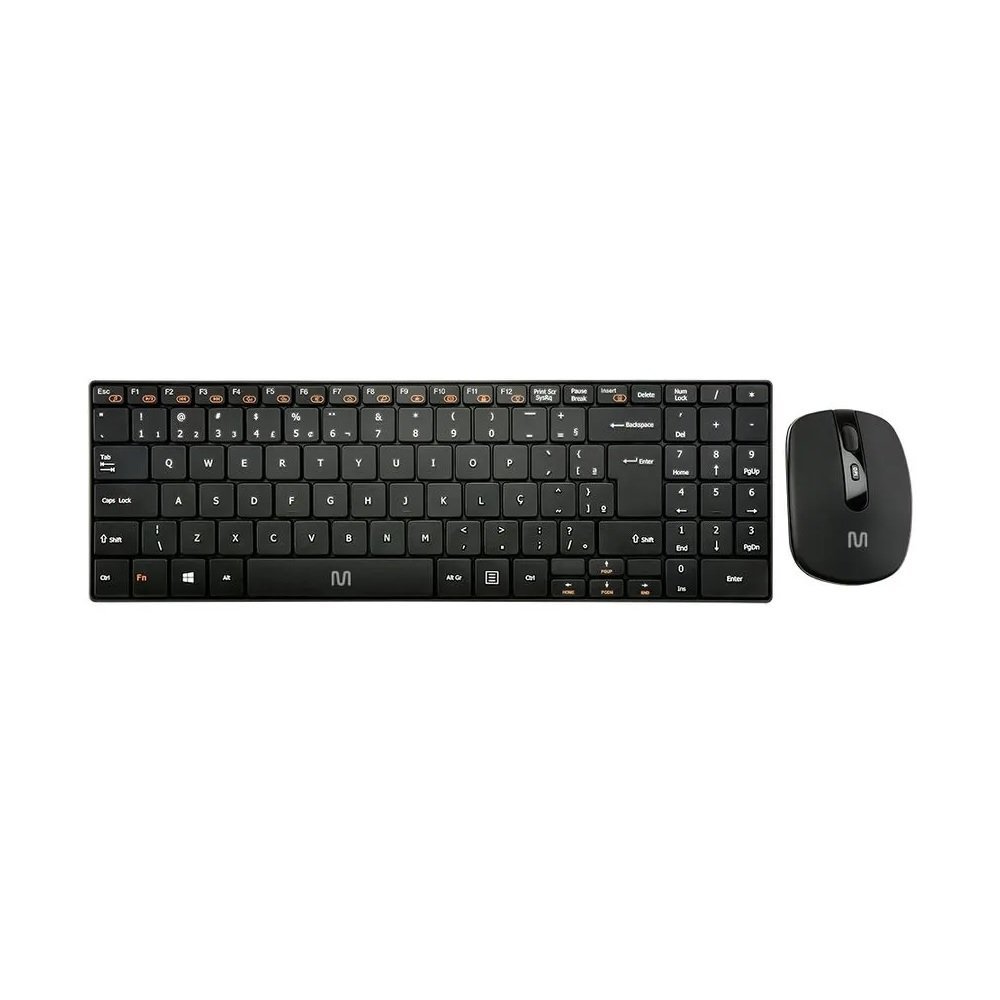 Teclado+Mouse Sem Fio Cs900 Compacto Tc202 Preto, Abnt2, Multilaser