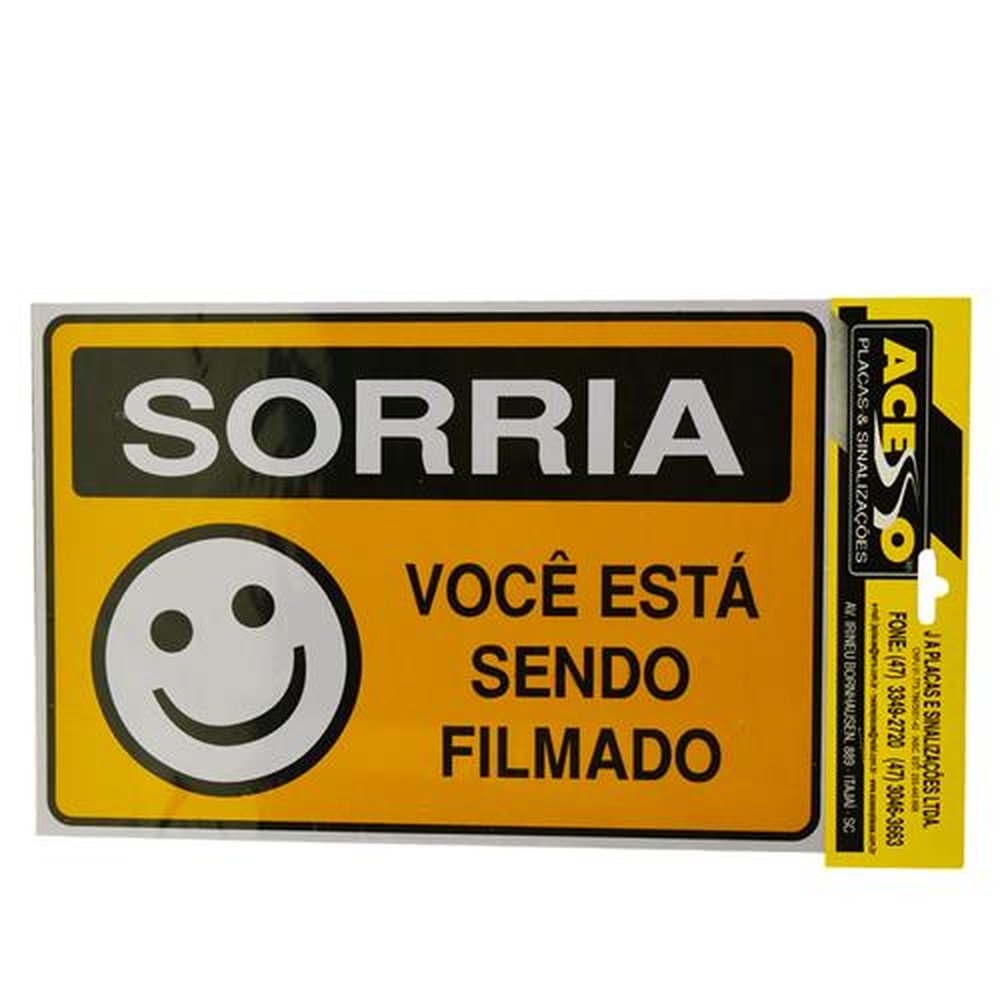 Placa De Sinalizacao Sorria Voce Esta Sendo Filmad