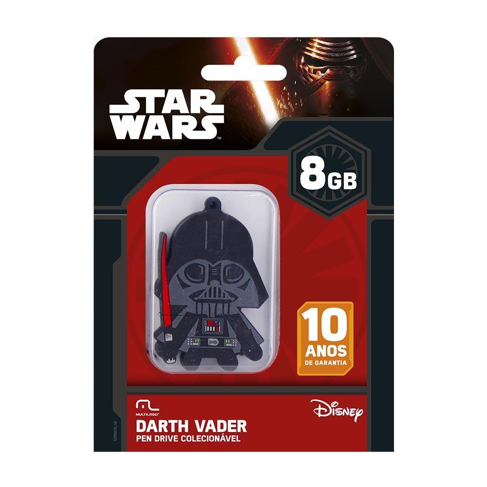 Pen Drive Darth Vader 8GB USB Leitura 10MB/s e Gravação 3MB/s Multilaser - PD035