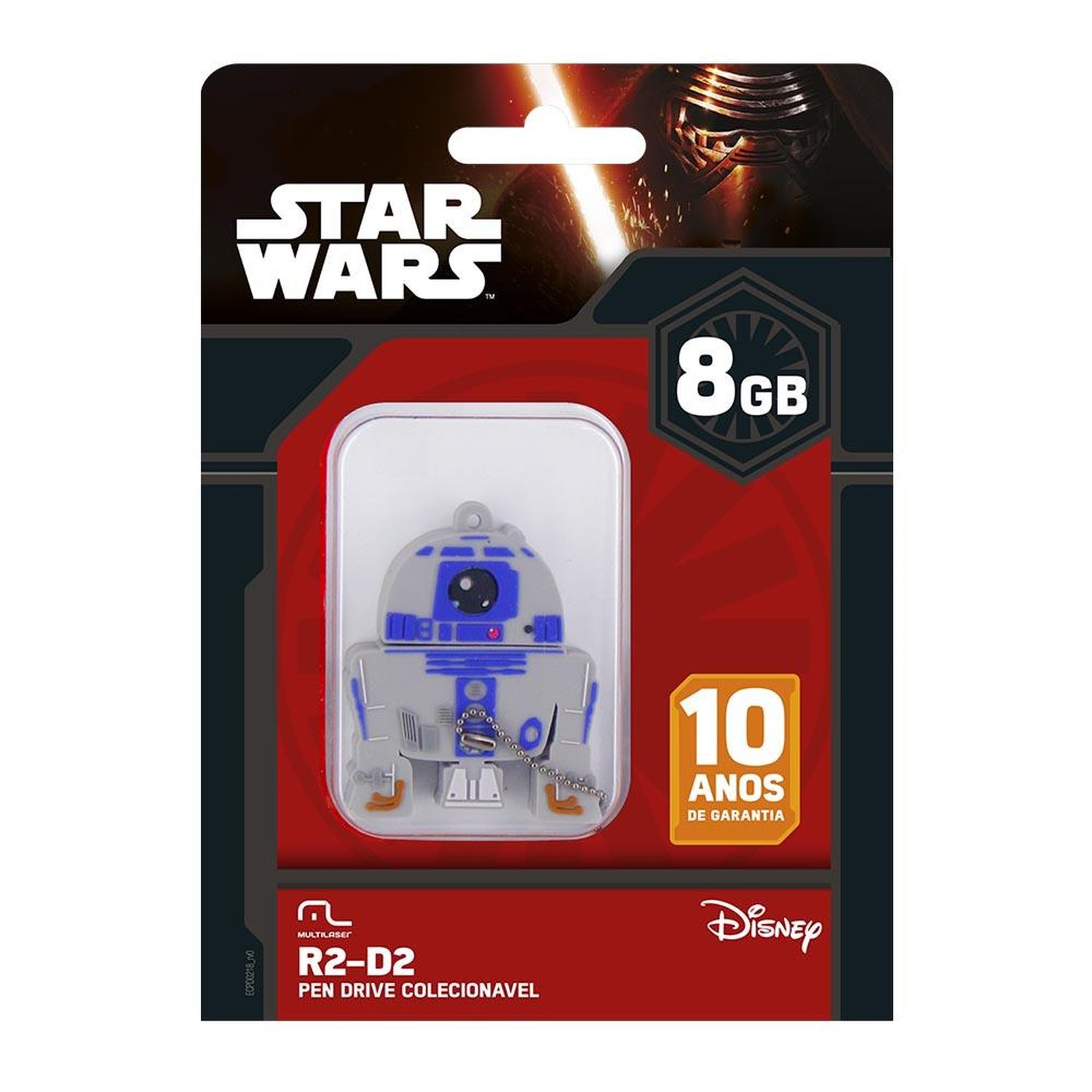Pen Drive R2D2 8GB USB Leitura 10MB/s e Gravação 3MB/s Multilaser - PD036